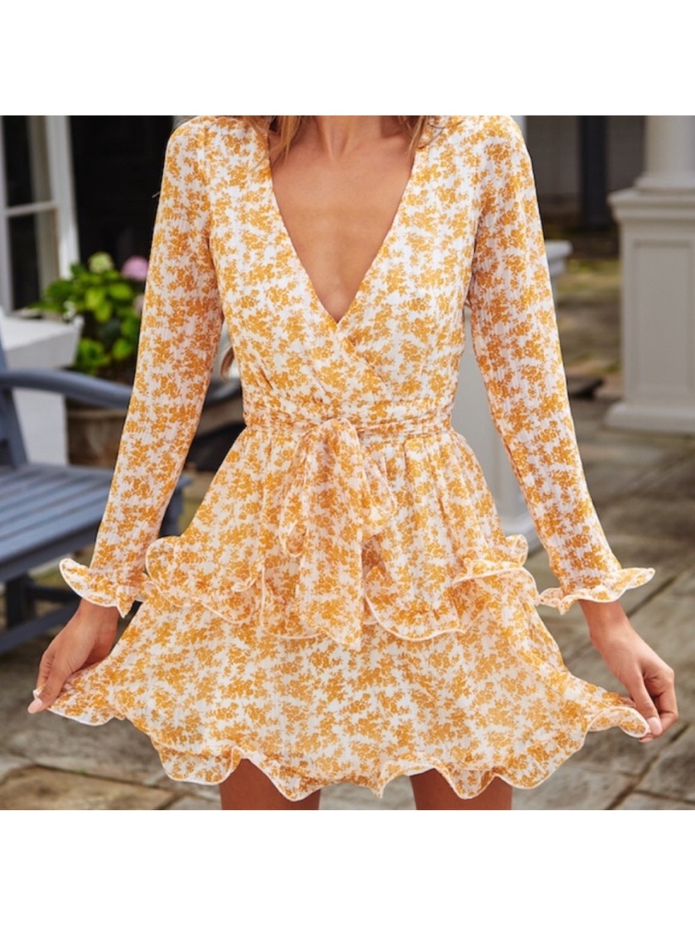 Hello Molly flirt floral yellow and white mini dress, Size XS